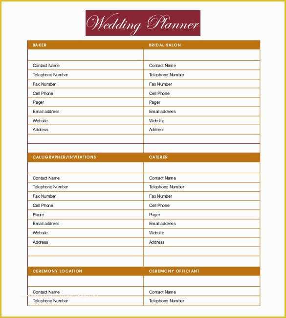 Free Printable Wedding Planning Templates Of 13 Wedding Planner Templates – Pdf Word format Download
