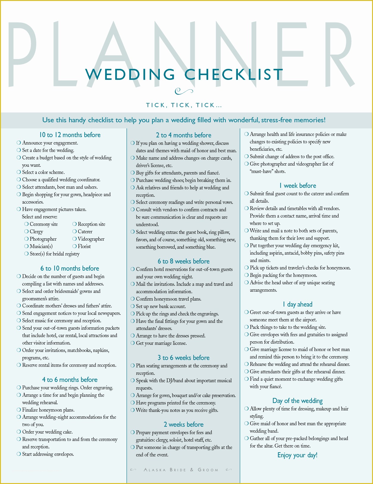 50 Free Printable Wedding Planning Templates