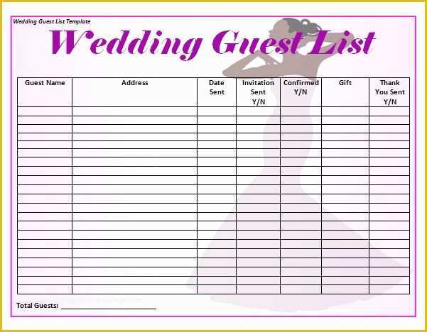 Free Printable Wedding Planning Templates Of Blank Wedding Guest List Template Word
