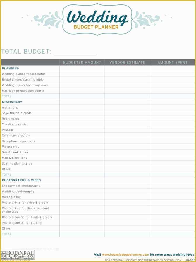 Free Printable Wedding Planning Templates Of Free Printables Wedding Bud Planner