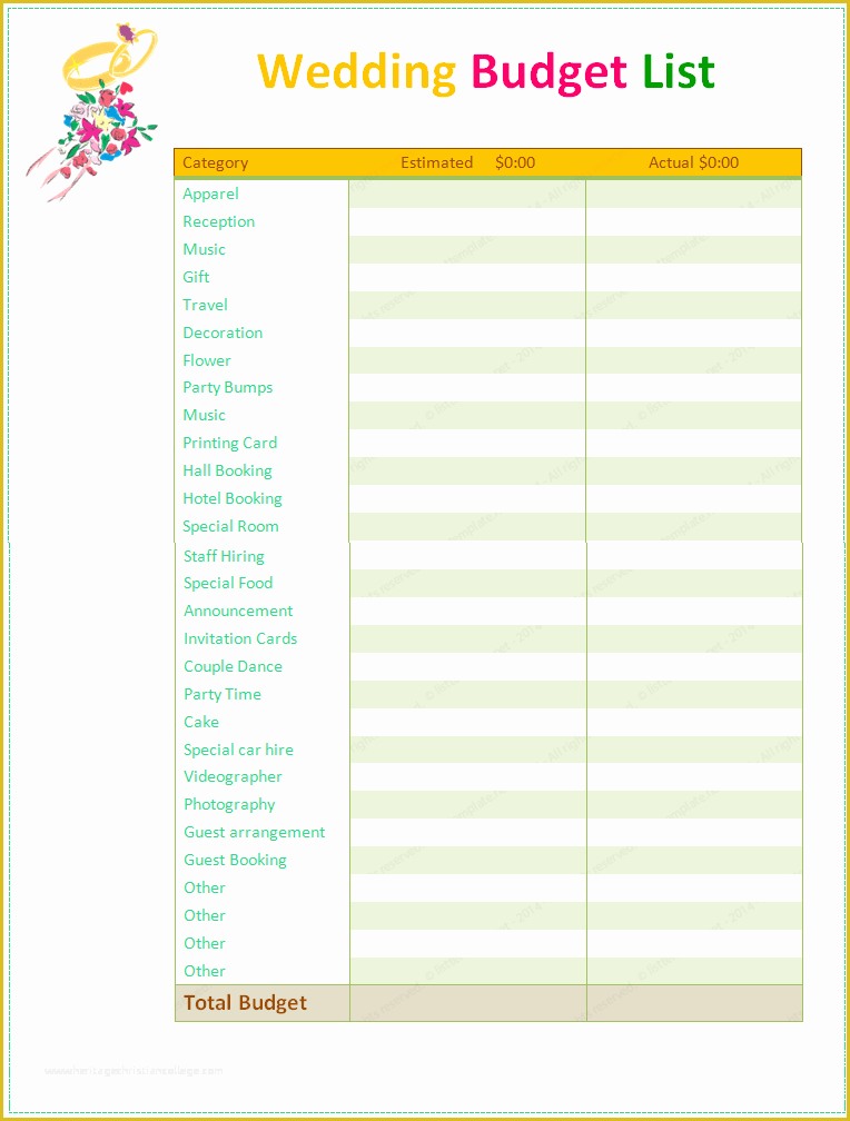 Free Printable Wedding Planning Templates Of Wedding Bud Planner Word List Templates