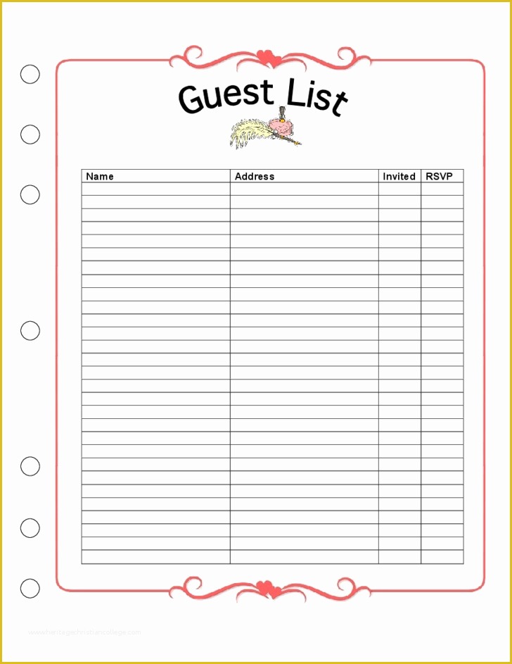 Free Printable Wedding Planning Templates Of Wedding Guest List Template Free Download