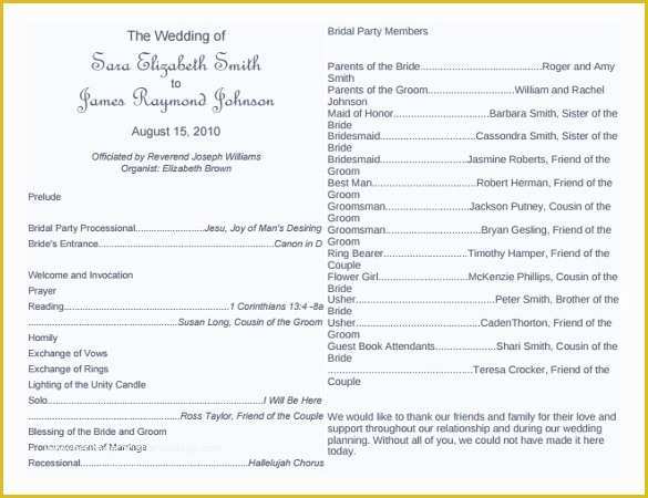 Free Printable Wedding Program Templates for Word Of 8 Word Wedding Program Templates Free Download