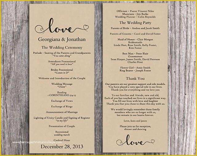 Free Printable Wedding Program Templates for Word Of Burlap Wedding Program Template Diy Editable Word File