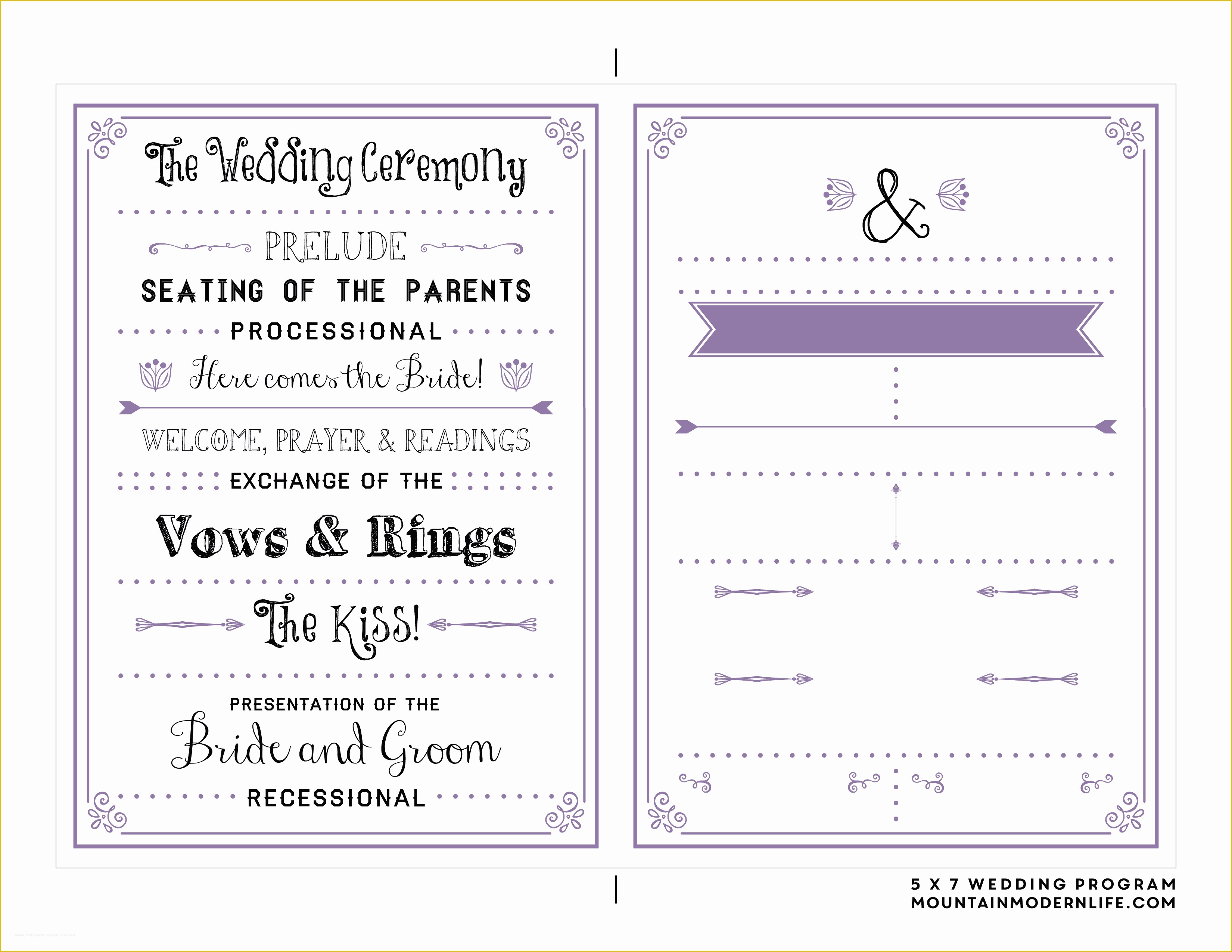 Free Printable Wedding Program Templates for Word Of Free Printable Wedding Program