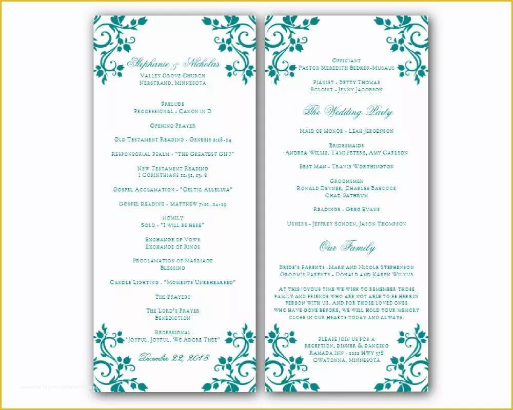 Free Printable Wedding Program Templates for Word Of Free Printable Wedding Program Templates Word