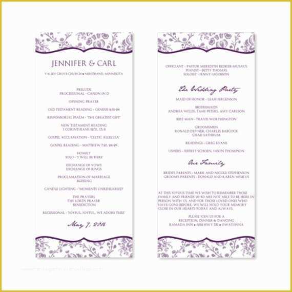 Free Printable Wedding Program Templates for Word Of Instant Download Wedding Program Template by Karmakweddings