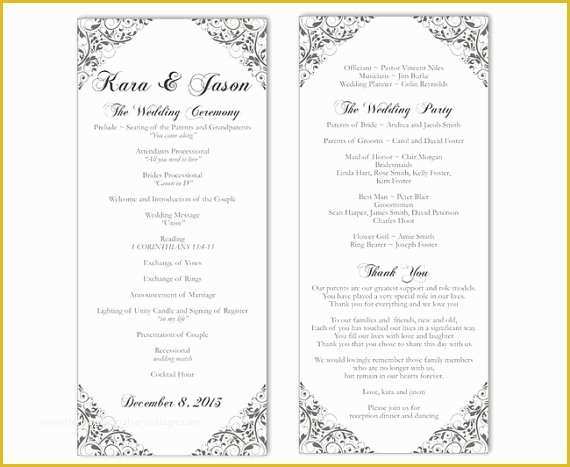 Free Printable Wedding Program Templates for Word Of Wedding Program Template Diy Editable Text Word File