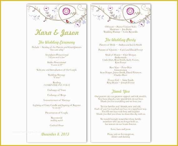 Free Printable Wedding Program Templates for Word Of Wedding Program Template Diy Editable Text Word File