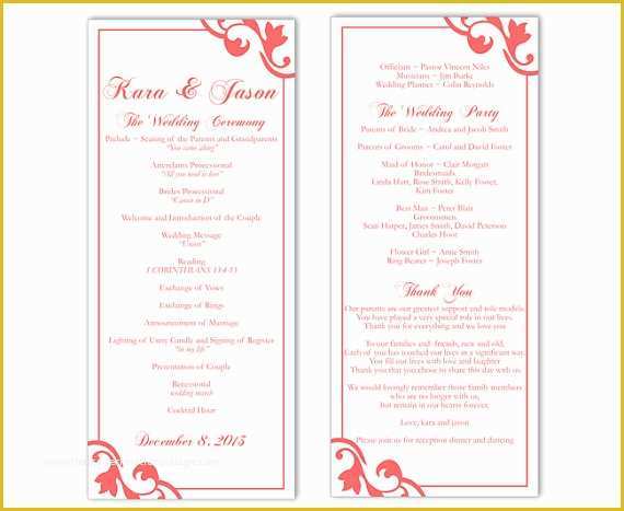 Free Printable Wedding Program Templates for Word Of Wedding Program Template Diy Editable Text Word File