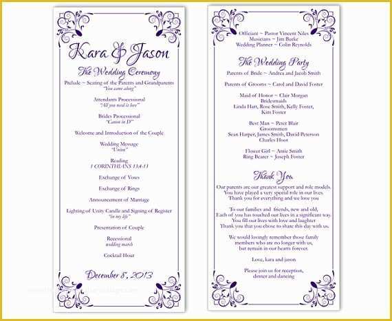 Free Printable Wedding Program Templates for Word Of Wedding Program Template Diy Editable Word File Instant