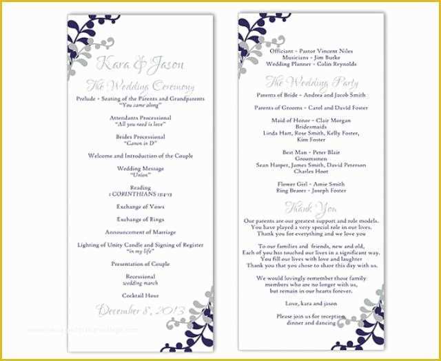 Free Printable Wedding Program Templates for Word Of Wedding Program Template Diy Editable Word File Instant