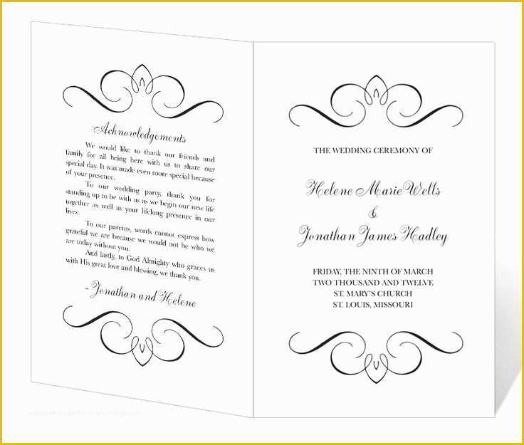 Free Printable Wedding Program Templates for Word Of Wedding Program Template Printable Instant Download