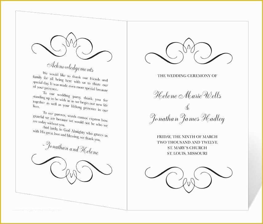 Free Printable Wedding Program Templates for Word Of Wedding Program Template Printable Instant Download