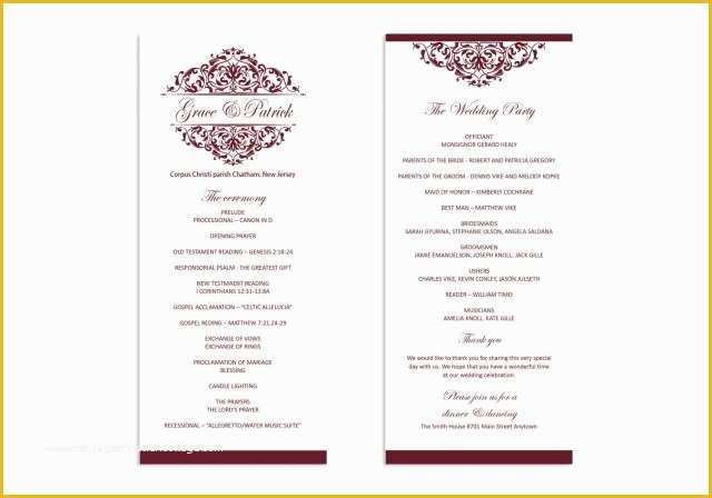 Free Printable Wedding Program Templates for Word Of Wedding Program Template Printable Wedding Program