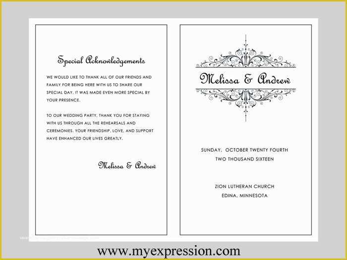 Free Printable Wedding Program Templates for Word Of Wedding Program Template Vintage Filigree Instant Download