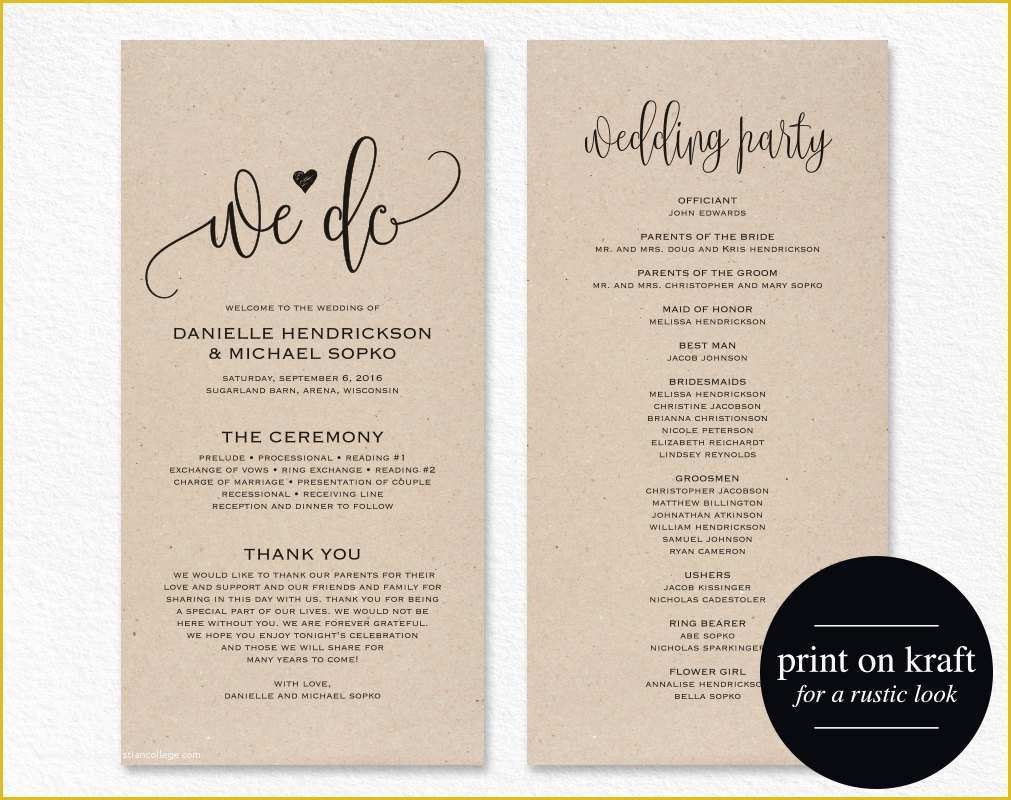 Free Printable Wedding Program Templates For Word Of Wedding Program 