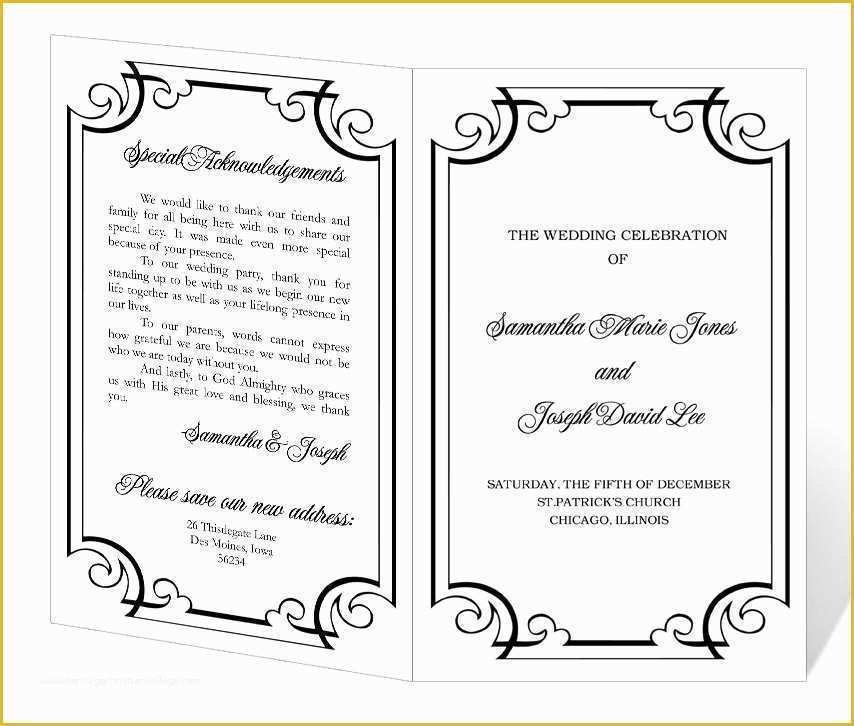 Free Printable Wedding Program Templates for Word Of Wedding Program Template Word