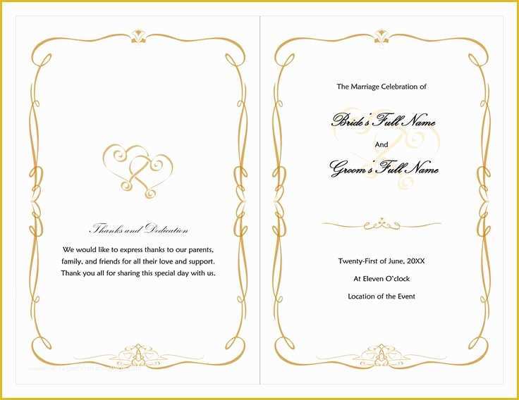 Free Printable Wedding Program Templates for Word Of Wedding Program Template Word