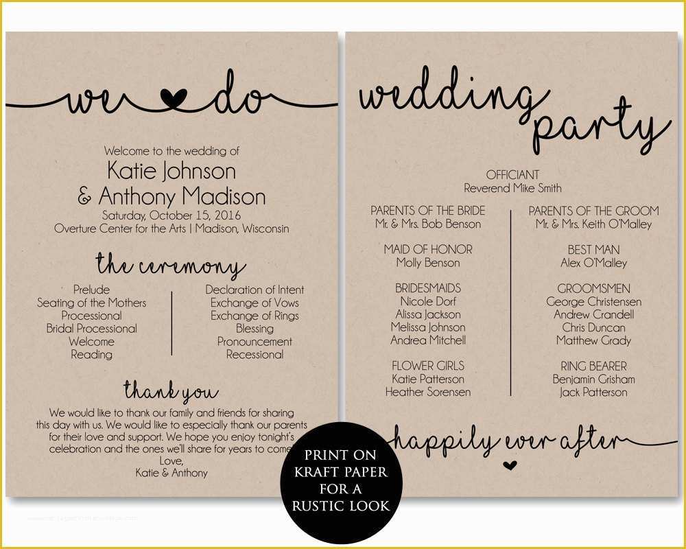 Free Printable Wedding Program Templates Of Ceremony Program Template Printable Wedding Programs