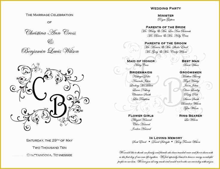 Free Printable Wedding Program Templates Of Free Printable Wedding Programs Templates