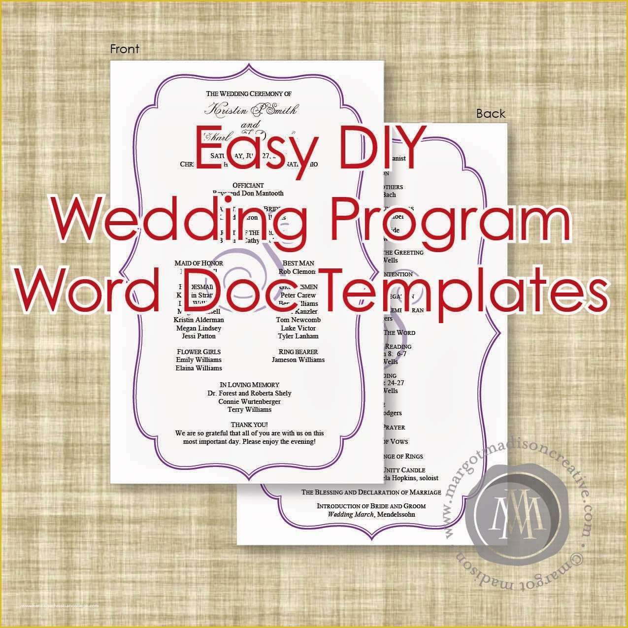 Free Printable Wedding Program Templates Of Margotmadison Diy Wedding Program Word Doc Templates now