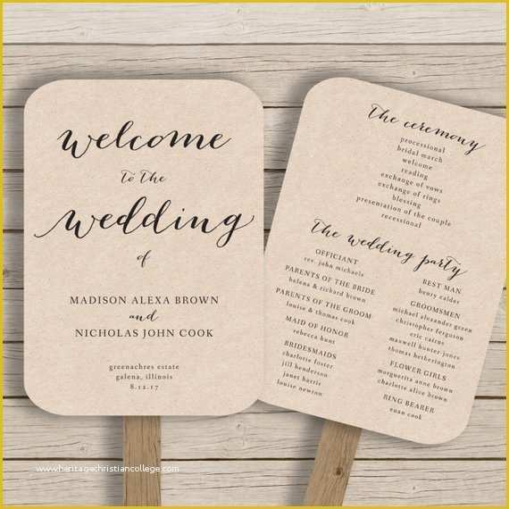 Free Printable Wedding Program Templates Of Wedding Program Fan Template Printable by Hopestreetprintables