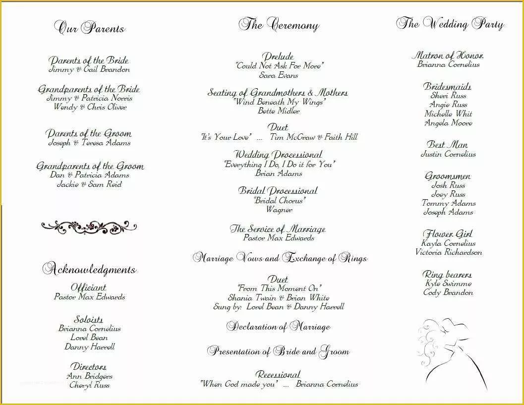 Free Printable Wedding Program Templates Of Wedding Program Template