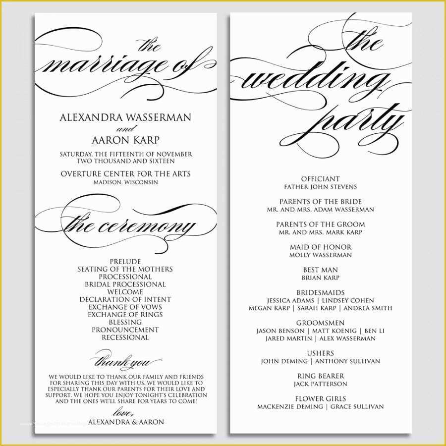 Free Printable Wedding Program Templates Of Wedding Program Template Wedding Program Printable