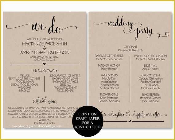 Free Printable Wedding Program Templates Of Wedding Program Template Wedding Program Printable We Do