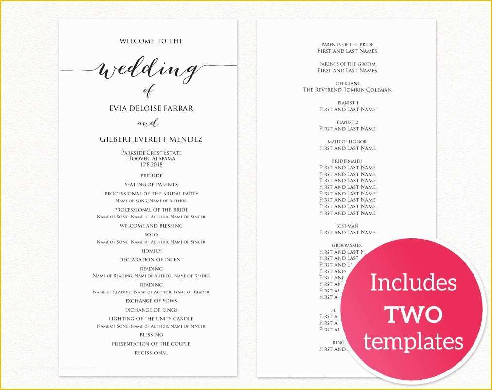 Free Printable Wedding Program Templates Of Wedding Programs · Wedding Templates and Printables