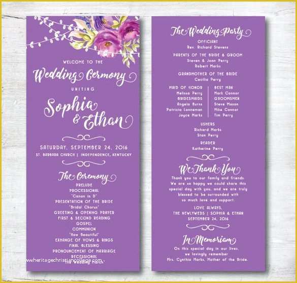 Free Printable Wedding Program Templates Word Of 67 Wedding Program Template Free Word Pdf Psd