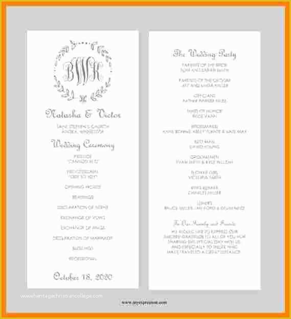 Free Printable Wedding Program Templates Word Of 8 Free Printable Wedding Program Templates Word