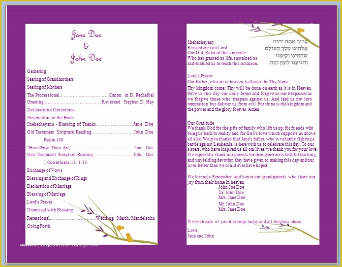 Free Printable Wedding Program Templates Word Of Free Bi Fold Wedding Program Templates Microsoft Word