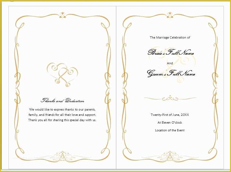 Free Printable Wedding Program Templates Word Of Microsoft Word Program Template Invitation Template