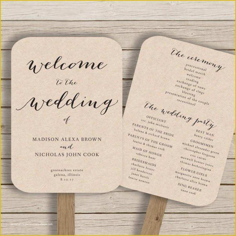 Free Printable Wedding Program Templates Word Of Wedding Program Fan Template Printable Rustic Wedding