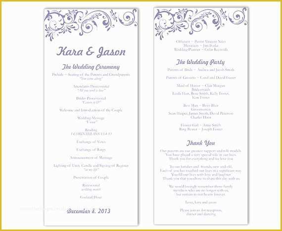 Free Printable Wedding Program Templates Word Of Wedding Program Template Diy Editable Text Word File