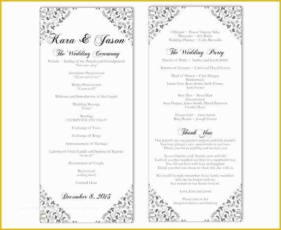 Free Printable Wedding Program Templates Word Of Wedding Program Template Diy Editable Word File Instant