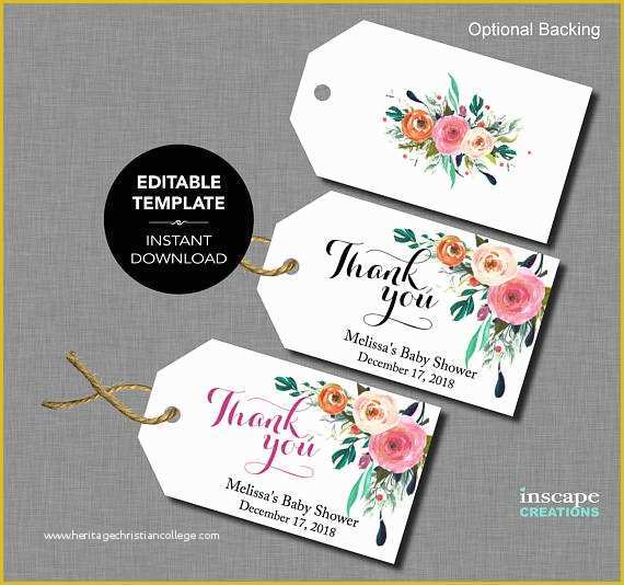 Free Printable Wedding Thank You Tags Templates Of Editable Baby Shower Favor Tags Editable Template Thank