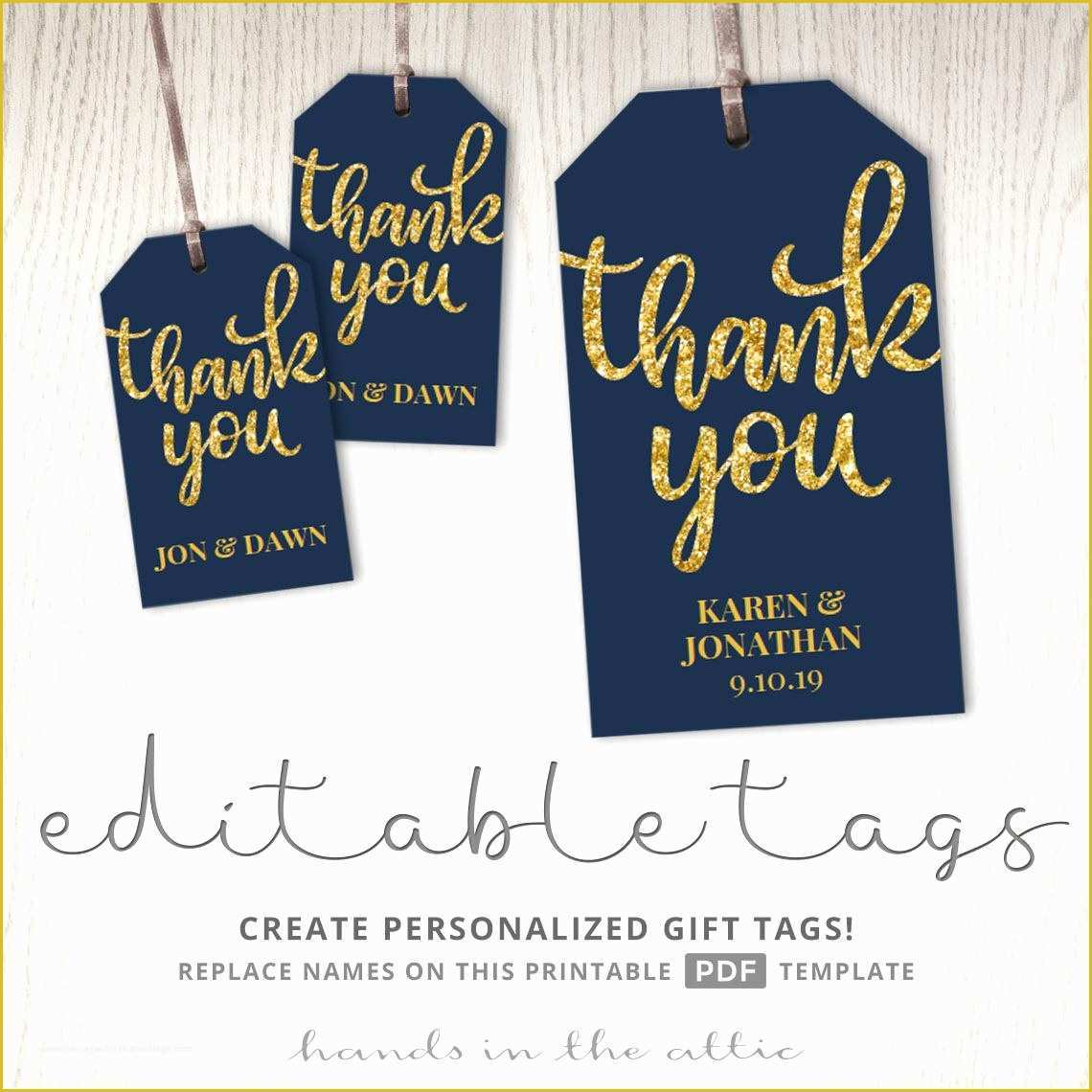 Free Printable Wedding Thank You Tags Templates Of Thank You Tags T Labels Navy and Gold Wedding Favor