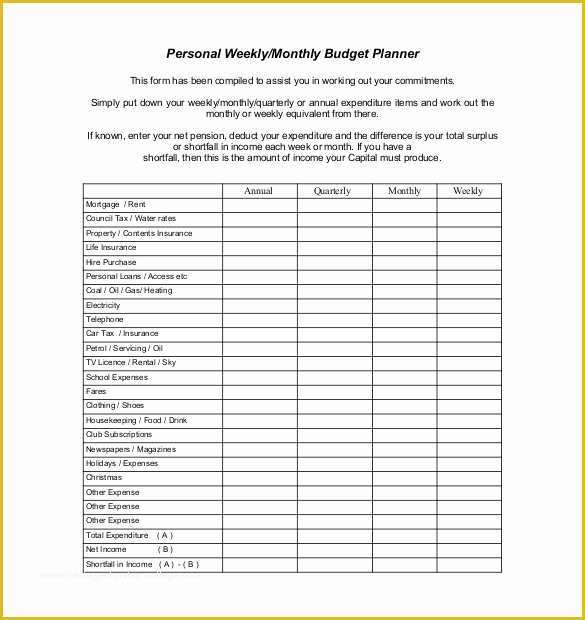 Free Printable Weekly Budget Template Of 6 Weekly Bud Templates Doc Excel Pdf