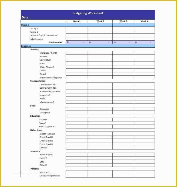 Free Printable Weekly Budget Template Of 6 Weekly Bud Templates Doc Excel Pdf