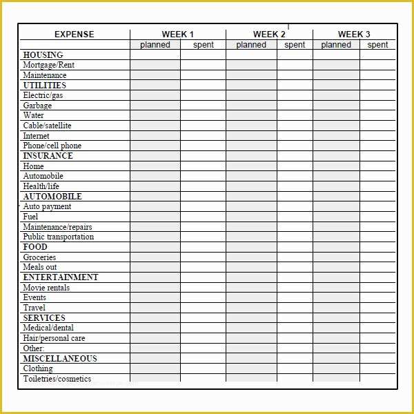 Free Printable Weekly Budget Template Of 8 Best Of Weekly Bud Worksheet Free Printable