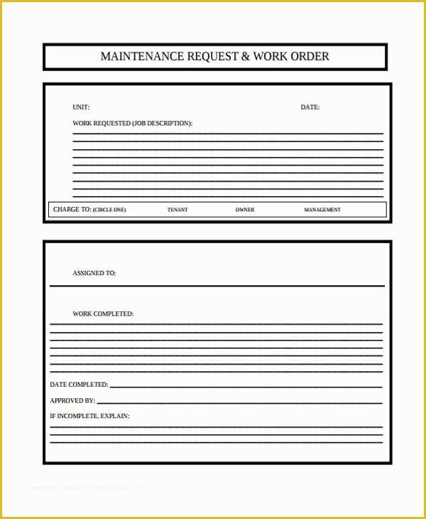 Free Printable Work order Template Of 6 Maintenance Work order form Sample Free Sample