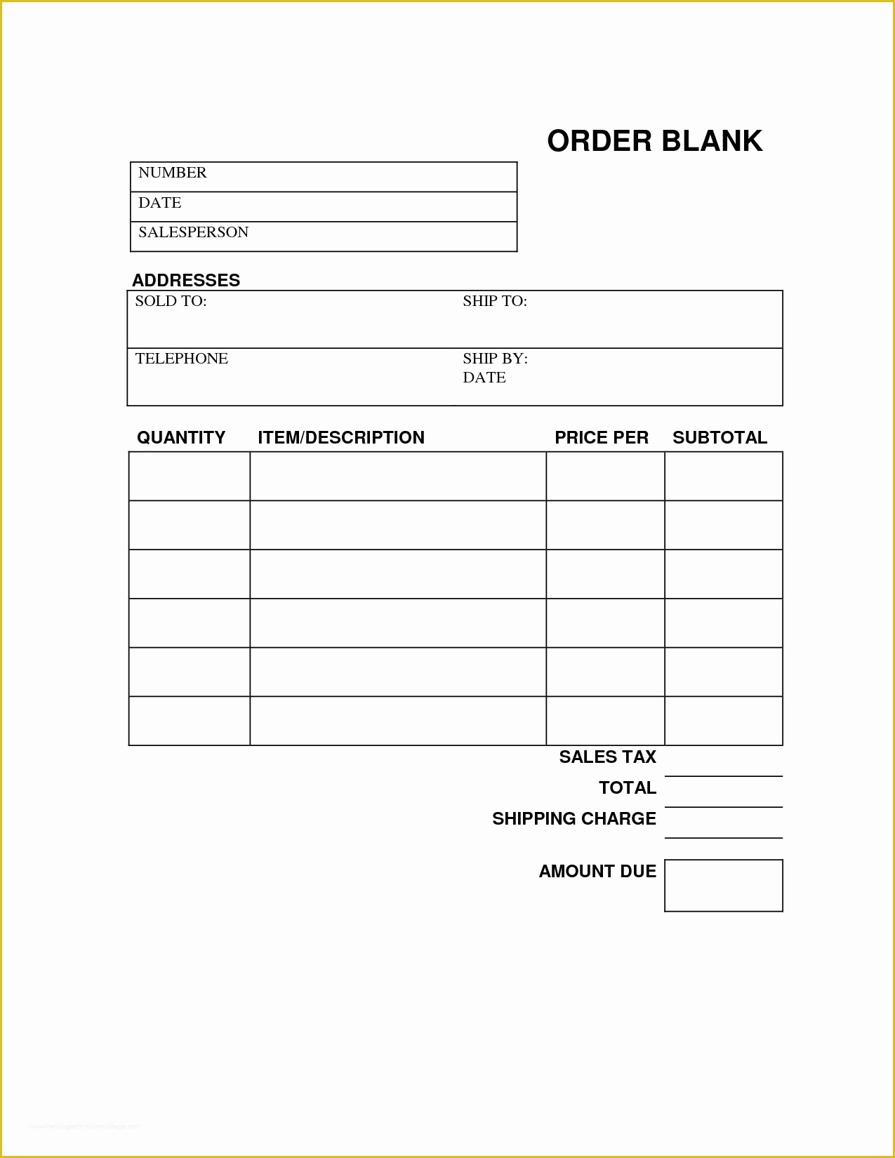 Free Printable Work order Template Of 9 Best Of Free Printable Blank order forms Free