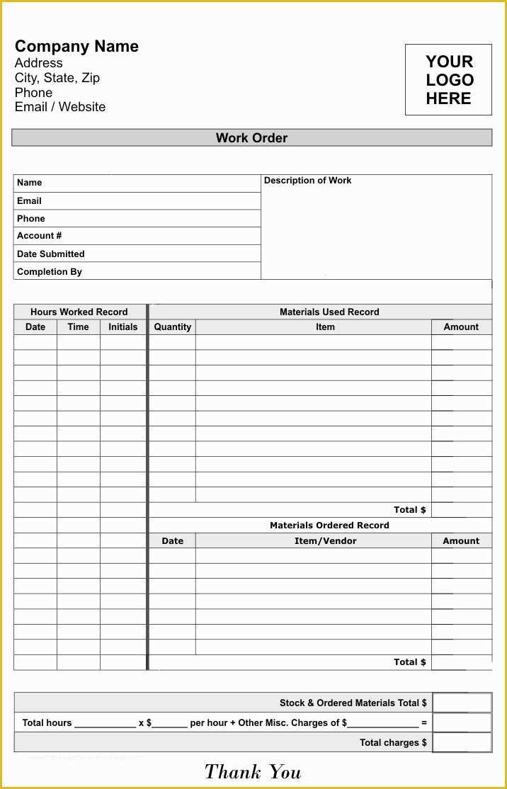 Free Printable Work order Template Of Free Printable Work order Template Wiki Printable Your