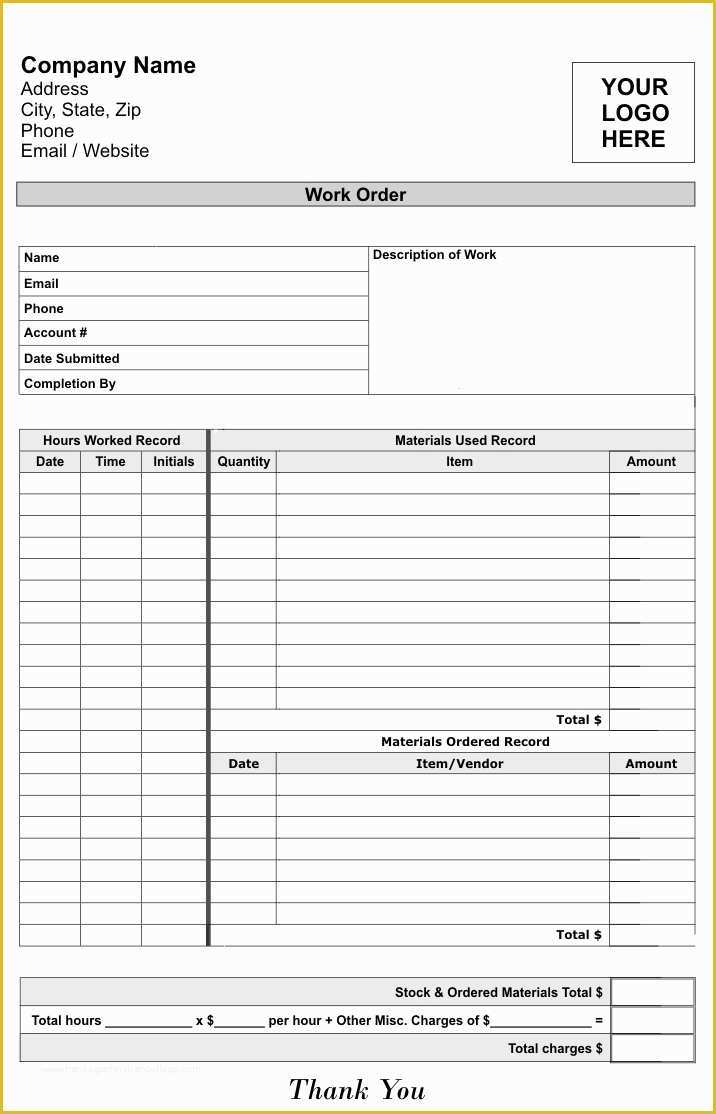 Free Printable Work order Template Of Free Printable Work order Template Wiki Printable Your