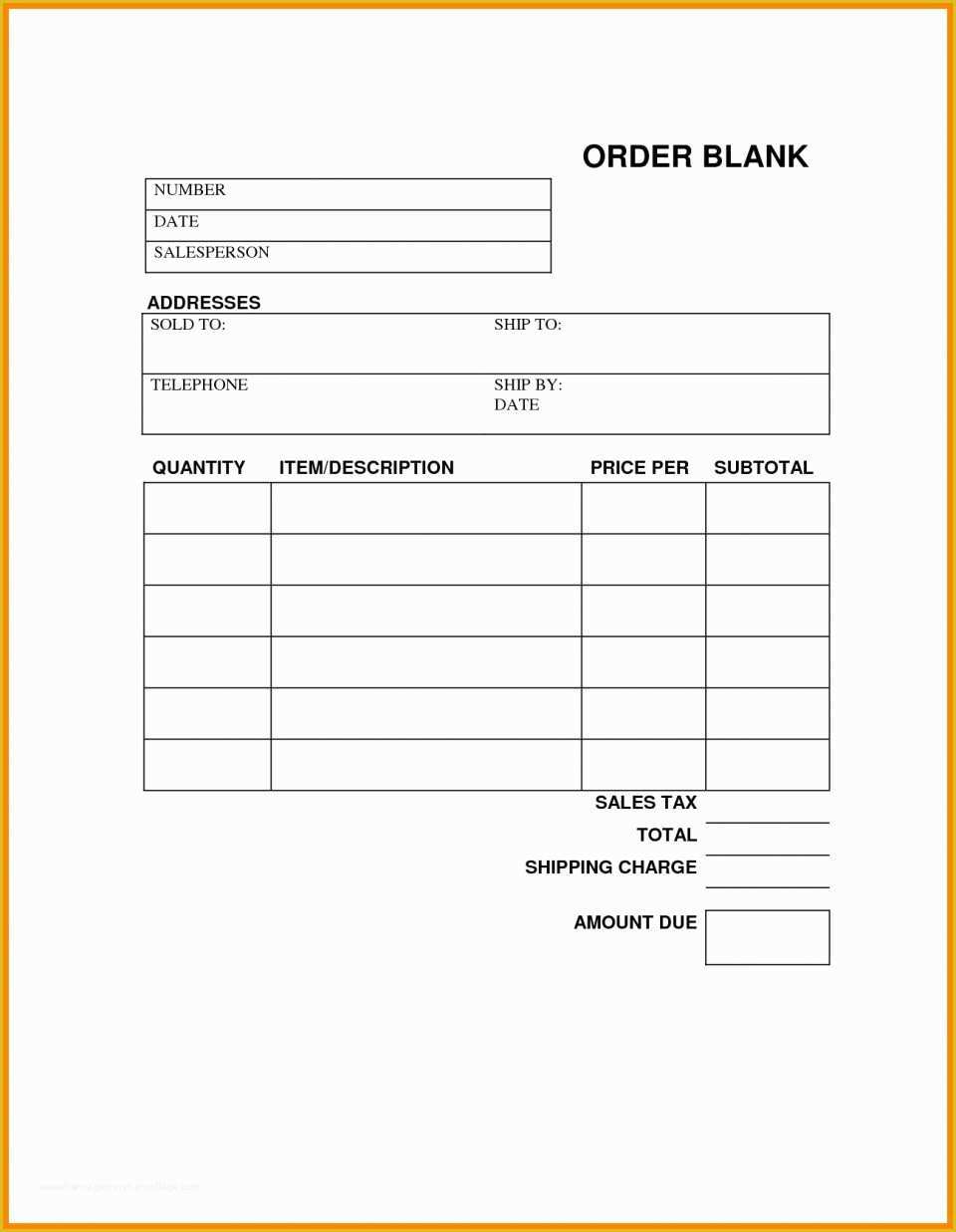 Free Printable Work order Template Of order Sheet Template