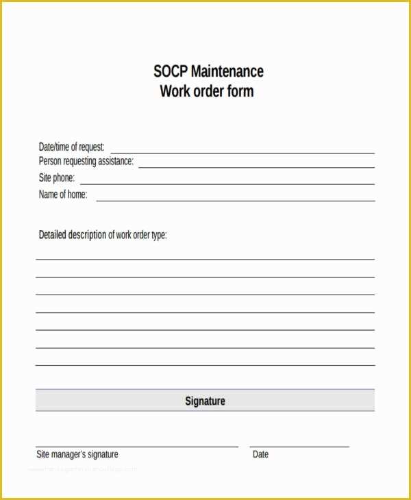 Free Printable Work order Template Of Printable Maintenance Work order forms