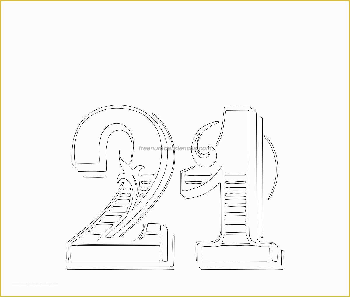 Free Printing Press Website Templates Of Free Decorative 21 Number Stencil Freenumberstencils